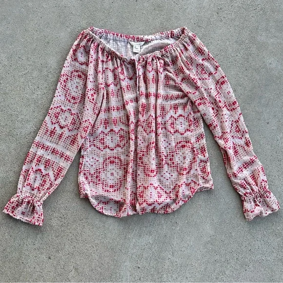 Sundance Red and Pink Textured Burnout Top - Picture 3 of 5